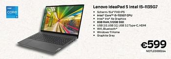 Promoties Lenovo ideapad 5 intel i5-1135g7 - Lenovo - Geldig van 01/04/2023 tot 30/04/2023 bij Compudeals