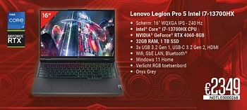 Promoties Lenovo legion pro 5 intel i7-13700hx - Lenovo - Geldig van 01/04/2023 tot 30/04/2023 bij Compudeals