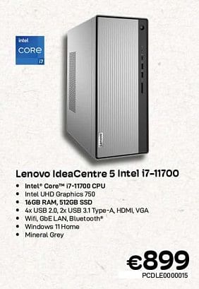 Promoties Lenovo ideacentre 5 intel i7-11700 - Lenovo - Geldig van 01/04/2023 tot 30/04/2023 bij Compudeals