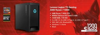 Promoties Lenovo legion t5 gaming amd ryzen 7 5800 - Lenovo - Geldig van 01/04/2023 tot 30/04/2023 bij Compudeals