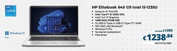 Promoties Hp elitebook 640 g9 intel i5-1235u - HP - Geldig van 01/04/2023 tot 30/04/2023 bij Compudeals