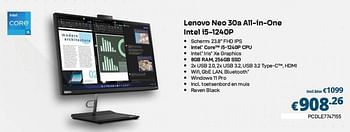 Promoties Lenovo neo 30a all-in-one intel i5-1240p - Lenovo - Geldig van 01/04/2023 tot 30/04/2023 bij Compudeals