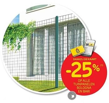 Promoties -25% op alle tuinpanelen bologna en bari - Huismerk - Brico - Geldig van 12/04/2023 tot 24/04/2023 bij Brico
