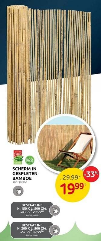 Promoties Scherm in gespleten bamboe - Central Park - Geldig van 12/04/2023 tot 24/04/2023 bij Brico