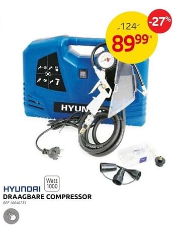 Promoties Hyundai draagbare compressor - Hyundai - Geldig van 12/04/2023 tot 24/04/2023 bij Brico