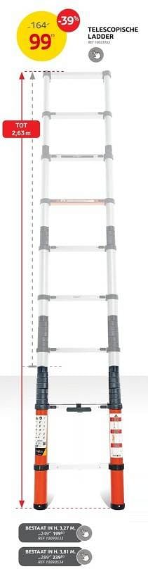 Promoties Telescopische ladder - Huismerk - Brico - Geldig van 12/04/2023 tot 24/04/2023 bij Brico