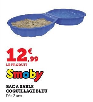 Promotions Bac a sable coquillage bleu - Smoby - Valide de 28/03/2023 à 23/04/2023 chez Super U