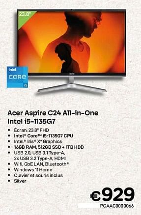 Promotions Acer aspire c24 all-in-one intel i5-1135g7 - Acer - Valide de 01/04/2023 à 30/04/2023 chez Compudeals