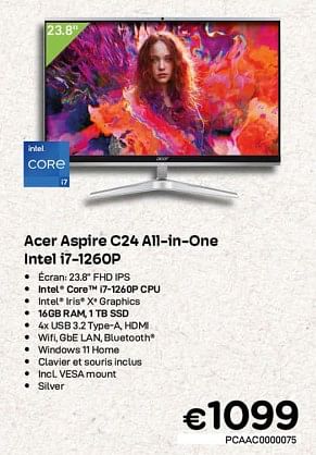 Promotions Acer aspire c24 all-in-one intel i7-1260p - Acer - Valide de 01/04/2023 à 30/04/2023 chez Compudeals