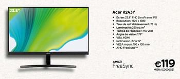 Promotions Acer k243y - Acer - Valide de 01/04/2023 à 30/04/2023 chez Compudeals