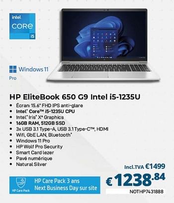 Promotions Hp elitebook 650 g9 intel i5-1235u - HP - Valide de 01/04/2023 à 30/04/2023 chez Compudeals