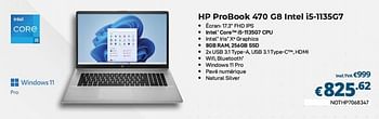 Promotions Hp probook 470 g8 intel i5-1135g7 - HP - Valide de 01/04/2023 à 30/04/2023 chez Compudeals