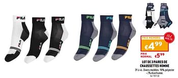 Promotions Lot de 3 paires de chaussettes homme - Fila - Valide de 20/04/2023 à 24/04/2023 chez Trafic