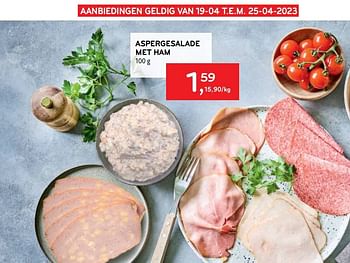 Promoties Aspergesalade met ham - Huismerk - Alvo - Geldig van 19/04/2023 tot 25/04/2023 bij Alvo