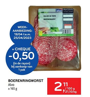 Promoties Boerenringworst alvo - Huismerk - Alvo - Geldig van 19/04/2023 tot 02/05/2023 bij Alvo