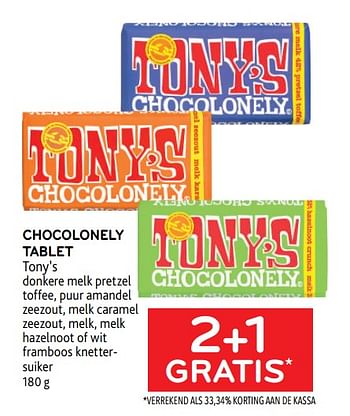 Promoties Chocolonely tablet tony’s 2+1 gratis - Tony's - Geldig van 19/04/2023 tot 02/05/2023 bij Alvo