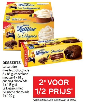 Promoties Desserts la laitière 2e voor 1-2 prijs - La Laitiere - Geldig van 19/04/2023 tot 02/05/2023 bij Alvo