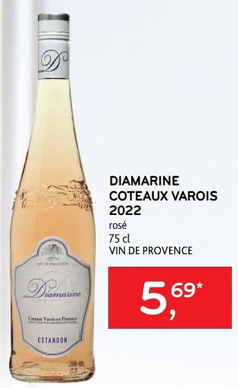 Promoties Diamarine coteaux varois 2022 rosé - Rosé wijnen - Geldig van 19/04/2023 tot 02/05/2023 bij Alvo