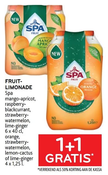 Promoties Fruitlimonade spa 1+1 gratis - Spa - Geldig van 19/04/2023 tot 02/05/2023 bij Alvo