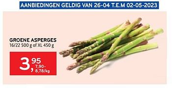 Promoties Groene asperges - Huismerk - Alvo - Geldig van 26/04/2023 tot 02/05/2023 bij Alvo