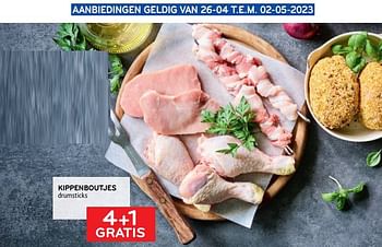 Promoties Kippenboutjes 4+1 gratis - Huismerk - Alvo - Geldig van 26/04/2023 tot 02/05/2023 bij Alvo