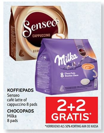 Promoties Koffiepads senseo + chocopads milka 2+2 gratis - Huismerk - Alvo - Geldig van 19/04/2023 tot 02/05/2023 bij Alvo
