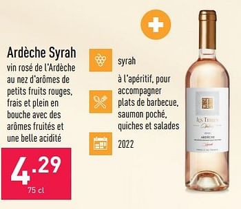 Promotions Ardèche syrah - Vins rosé - Valide de 17/04/2023 à 28/04/2023 chez Aldi