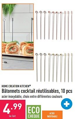 Promotions Bâtonnets cocktail réutilisables - Home Creation Kitchen - Valide de 18/04/2023 à 28/04/2023 chez Aldi