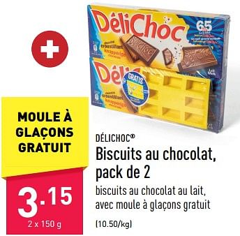 Promotions Biscuits au chocolat - Délichoc - Valide de 21/04/2023 à 28/04/2023 chez Aldi