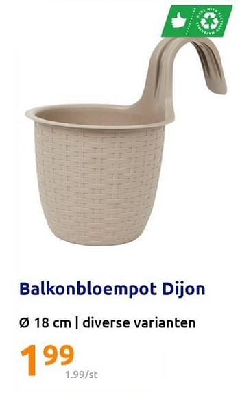 Promoties Balkonbloempot dijon - Huismerk - Action - Geldig van 12/04/2023 tot 18/04/2023 bij Action