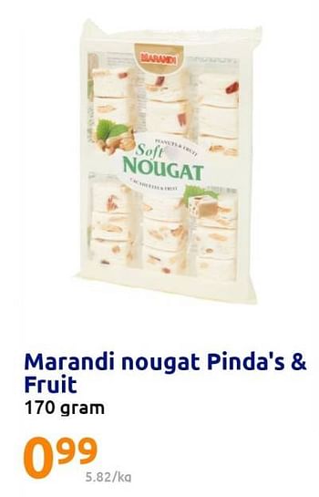 Promoties Marandi nougat pinda`s + fruit - Marandi - Geldig van 12/04/2023 tot 18/04/2023 bij Action