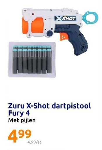 Promoties Zuru x-shot dartpistool fury 4 - Zuru - Geldig van 12/04/2023 tot 18/04/2023 bij Action