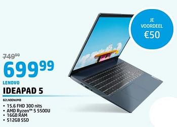 Promoties Lenovo ideapad 5 82ln00wjmb - Lenovo - Geldig van 01/04/2023 tot 30/04/2023 bij Computer Checkpoint