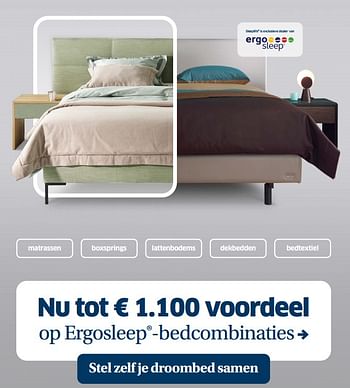 Promoties Nu tot € 1.100 voordeel op ergosleep-bedcombinaties - Huismerk - Sleeplife - Geldig van 21/04/2023 tot 06/05/2023 bij Sleeplife