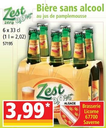 Promotions Bière sans alcool au jus de pamplemousse - Zest Zero - Valide de 12/04/2023 à 18/04/2023 chez Norma
