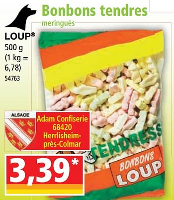 Promotions Bonbons tendres meringués - Loup - Valide de 12/04/2023 à 18/04/2023 chez Norma
