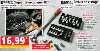 Promotions Cliquet télescopique 1-2`` - Kraft Werkzeuge - Valide de 12/04/2023 à 18/04/2023 chez Norma