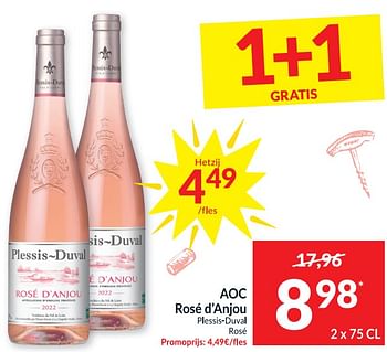 Promoties Aoc rosé d`anjou plessis-duval rosé - Rosé wijnen - Geldig van 18/04/2023 tot 23/04/2023 bij Intermarche