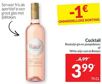 Promoties Cocktail roséwijn gin en pompelmoes of witte wijn rum en limoen - Charles & Cesar - Geldig van 18/04/2023 tot 23/04/2023 bij Intermarche