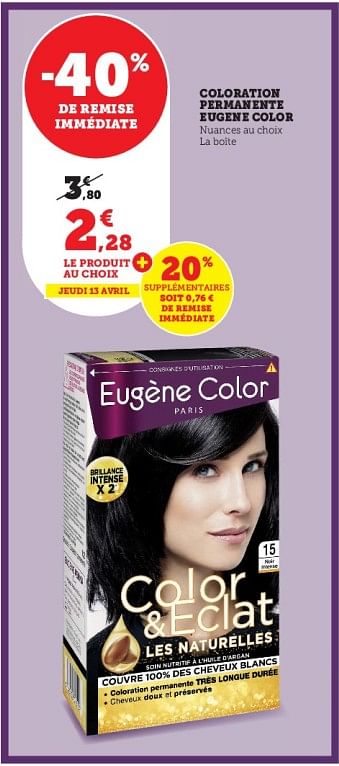 Promotions Coloration permanente eugene color - Eugène Color - Valide de 12/04/2023 à 23/04/2023 chez Super U