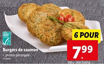 Promotions Burgers de saumon - Produit maison - Lidl - Valide de 19/04/2023 à 25/04/2023 chez Lidl