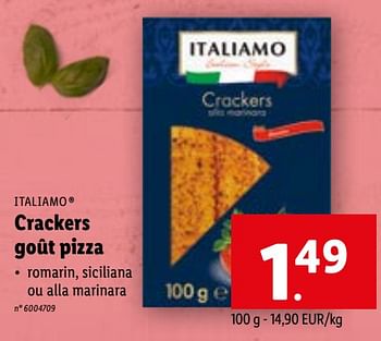 Promotions Crackers goût pizza - Italiamo - Valide de 19/04/2023 à 25/04/2023 chez Lidl