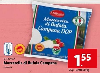 Promotions Mozzarella di bufala campana - Milbona - Valide de 19/04/2023 à 25/04/2023 chez Lidl