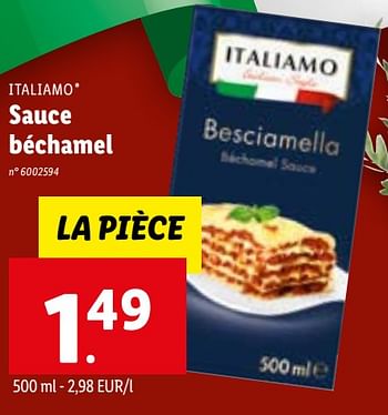 Promotions Sauce béchamel - Italiamo - Valide de 19/04/2023 à 25/04/2023 chez Lidl