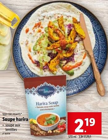 Promotions Soupe harira - 1001 Delights - Valide de 19/04/2023 à 25/04/2023 chez Lidl