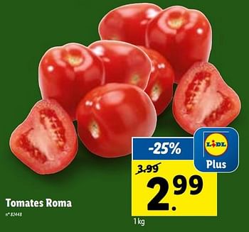 Promotions Tomates roma - Produit maison - Lidl - Valide de 19/04/2023 à 25/04/2023 chez Lidl