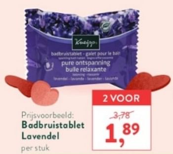 Promotions Badbruistablet lavendel - Kneipp - Valide de 17/04/2023 à 14/05/2023 chez Holland & Barret