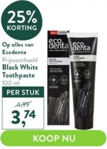 Promotions Black white toothpaste - Ecodenta - Valide de 17/04/2023 à 14/05/2023 chez Holland & Barret