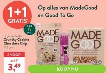 Promotions Crunchy cookies chocolate chip - Good to Go - Valide de 17/04/2023 à 14/05/2023 chez Holland & Barret