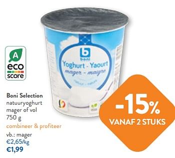 Promoties Boni selection natuuryoghurt mager - Boni - Geldig van 19/04/2023 tot 02/05/2023 bij OKay
